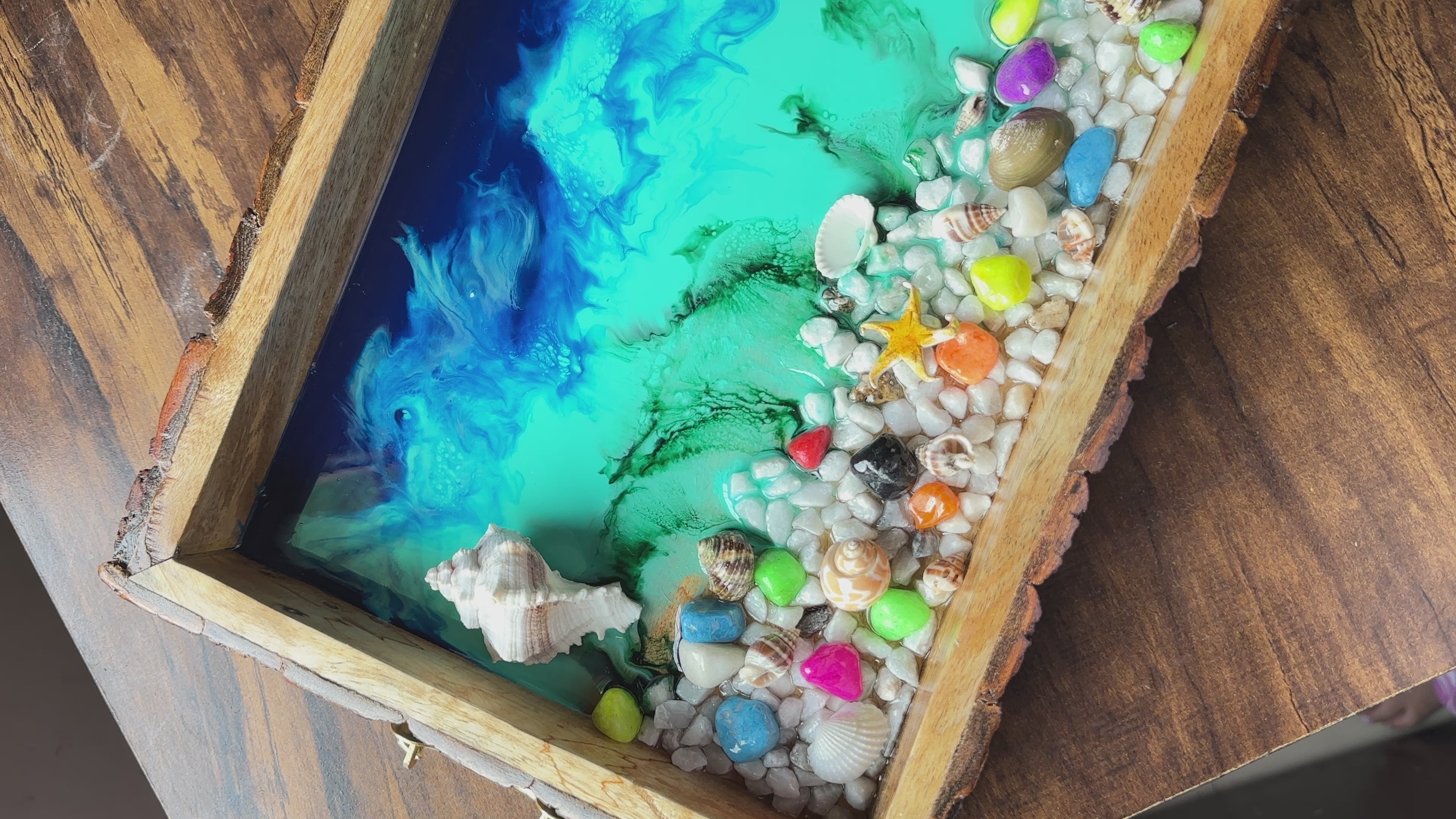 Rocky Beach with Sea Shells Serving Tray