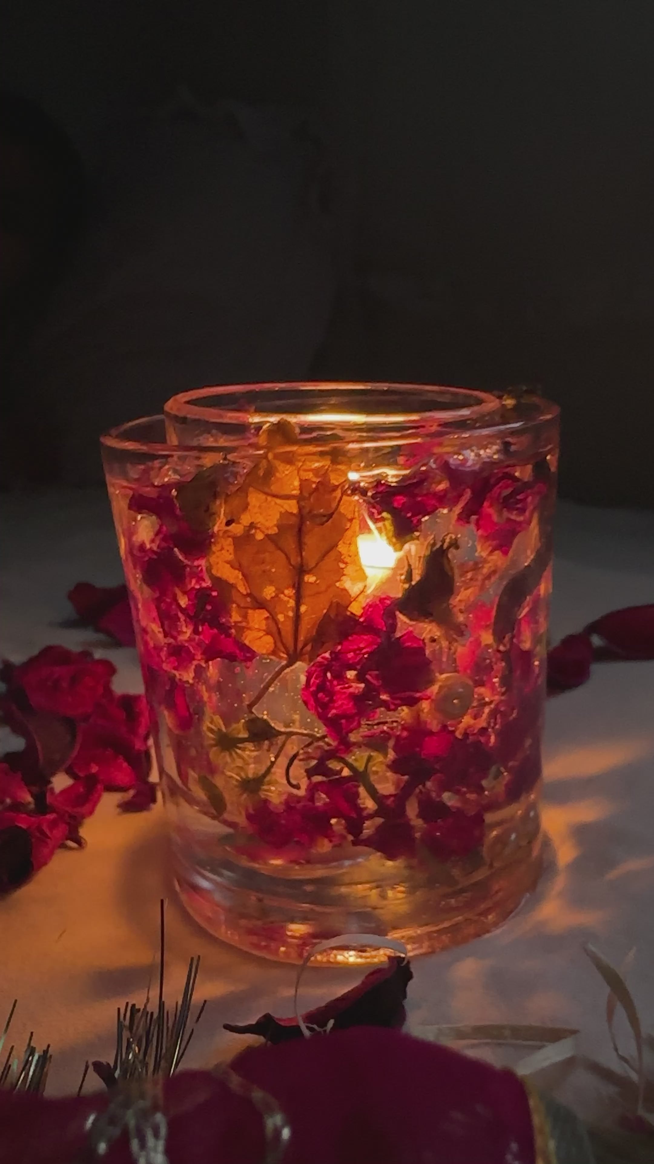 Resin Candle Holder | Rose Petals Theme Candle Holder | Home Decoration | Epoxy Candles