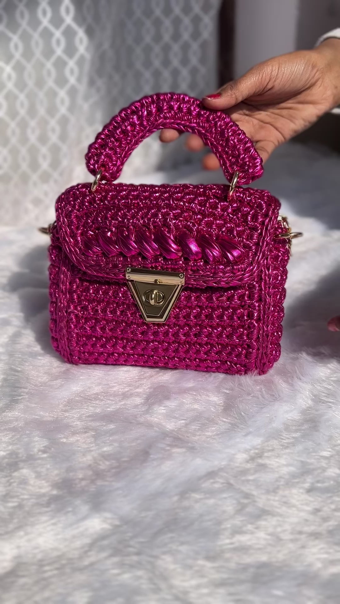 Bold & Beautiful Metallic Pink Crochet Bag