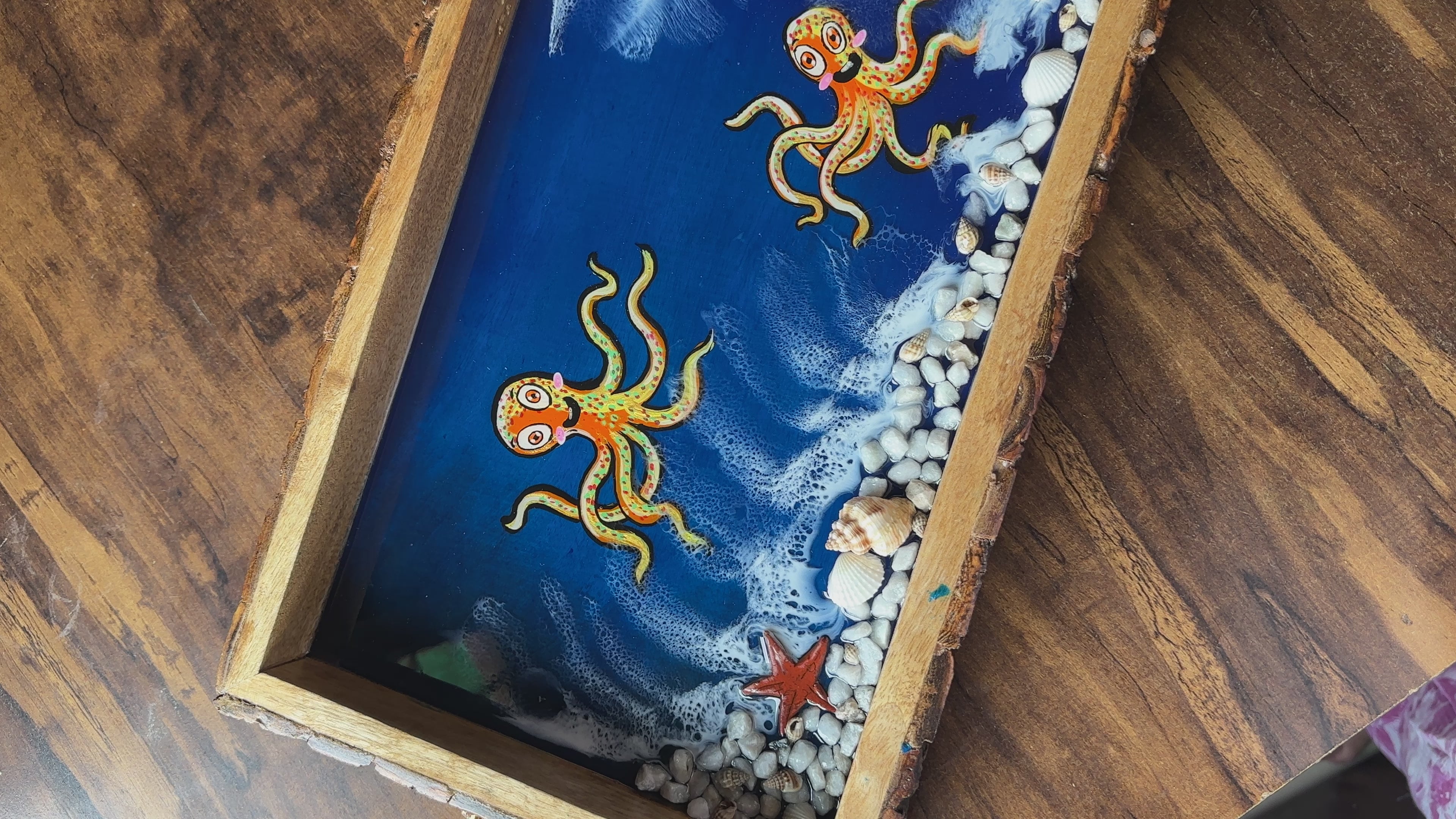 Octopus Rectangle Ocean Tray  | Beach Theme Resin Serving Tray