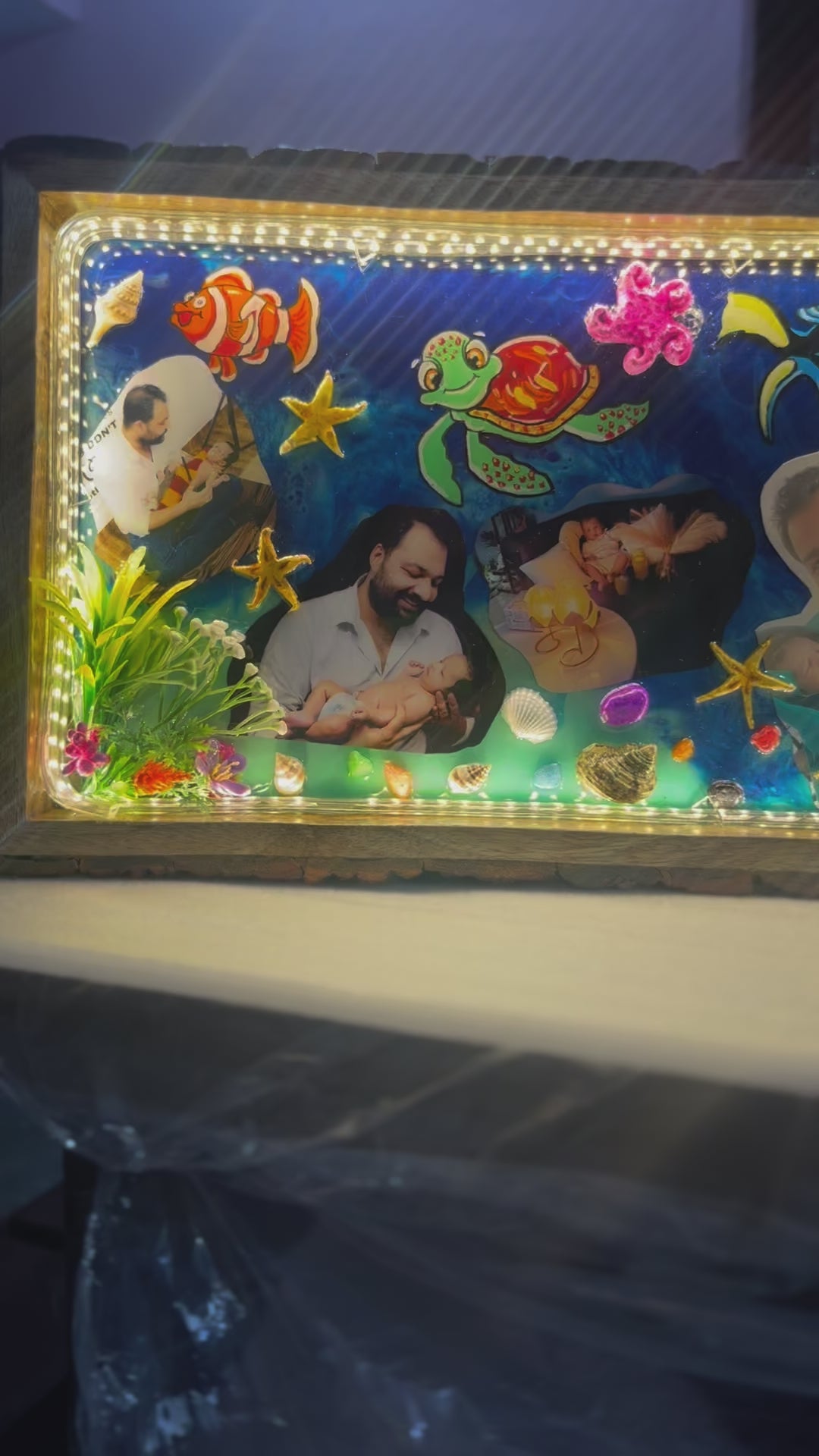 Customised Resin Photo Frame with Turtle Nemo and Dory Fish