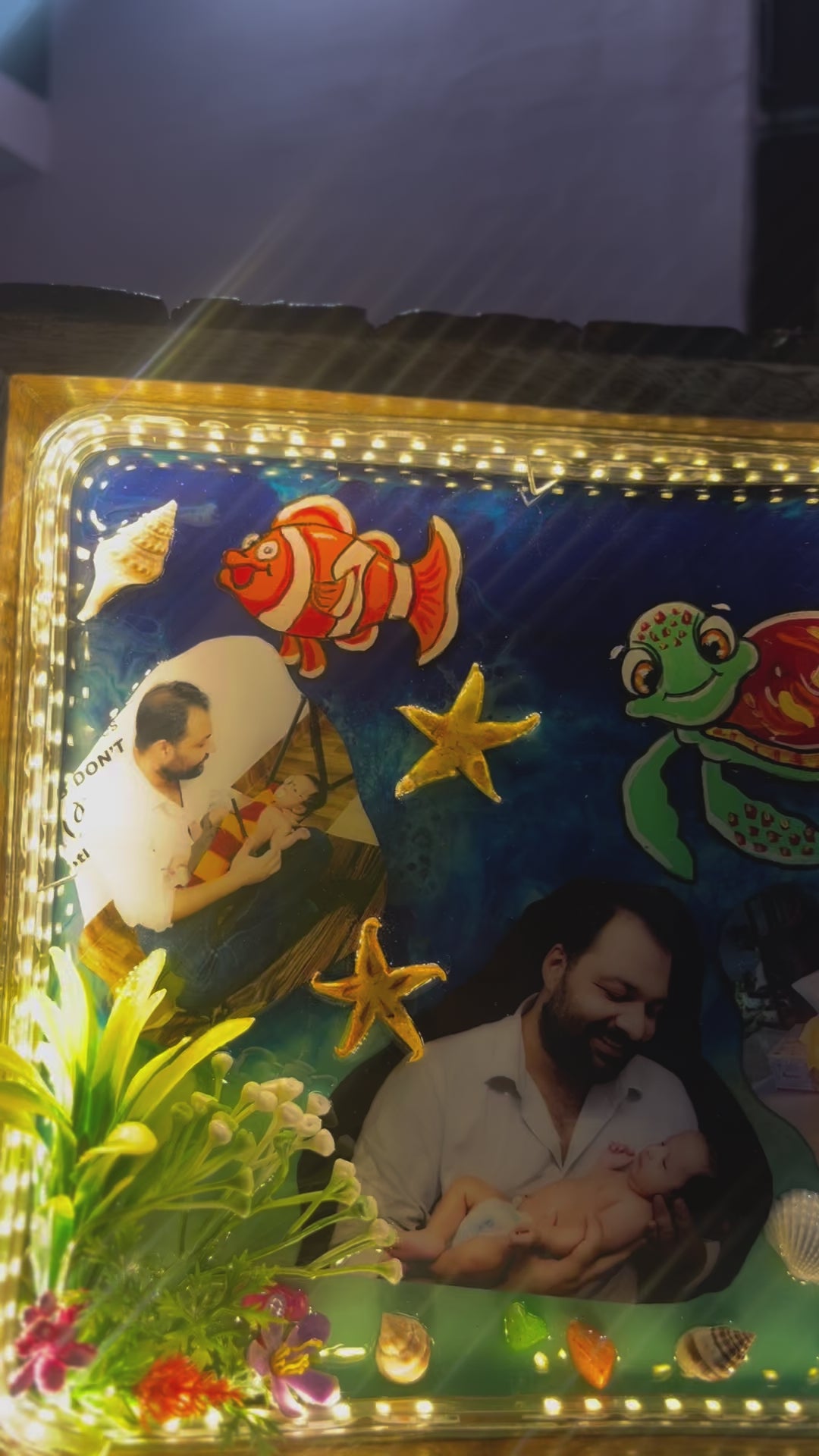 Customised Resin Photo Frame with Turtle Nemo and Dory Fish