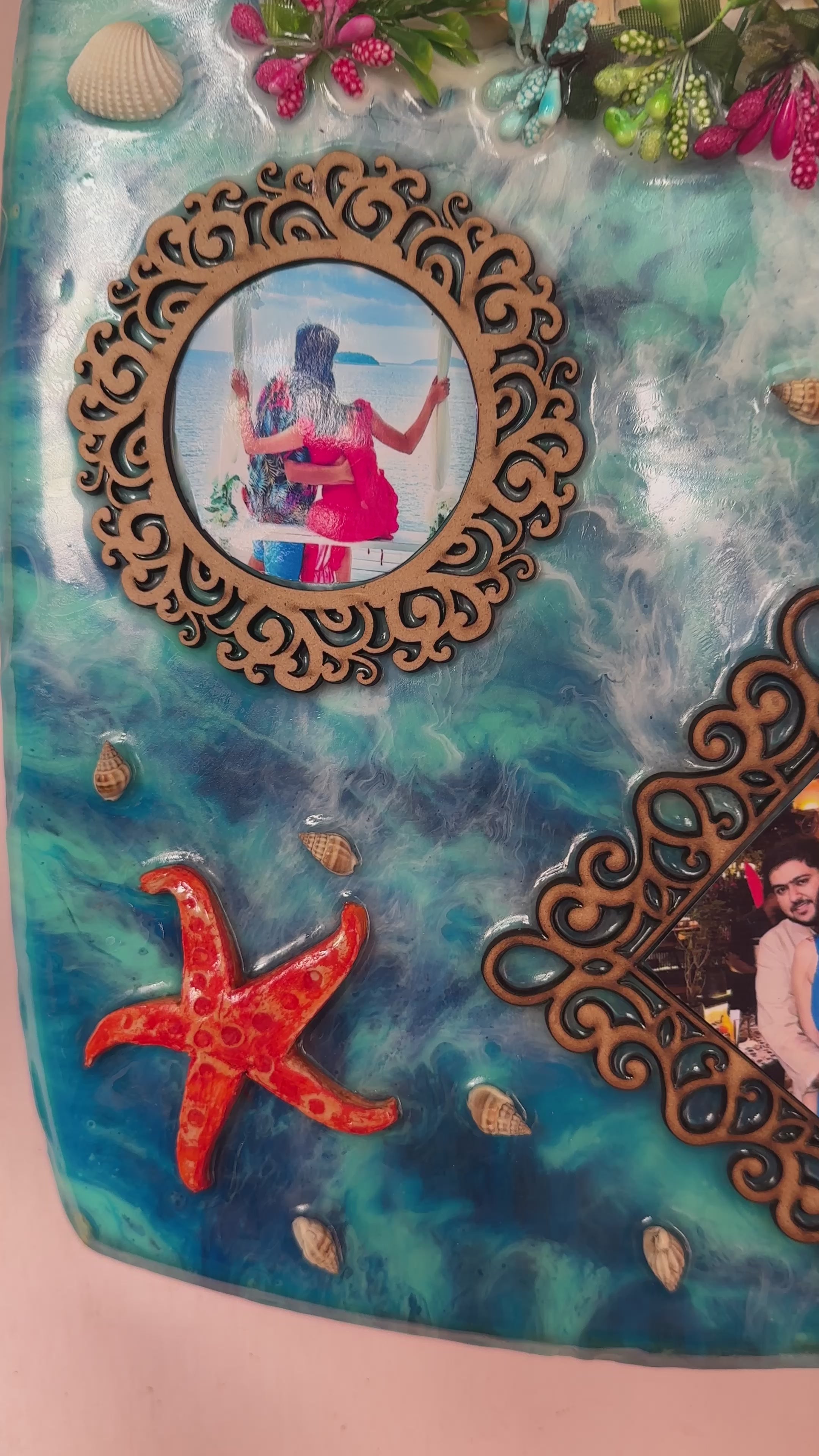 Custom Floral Ocean Cutting Board Resin Art