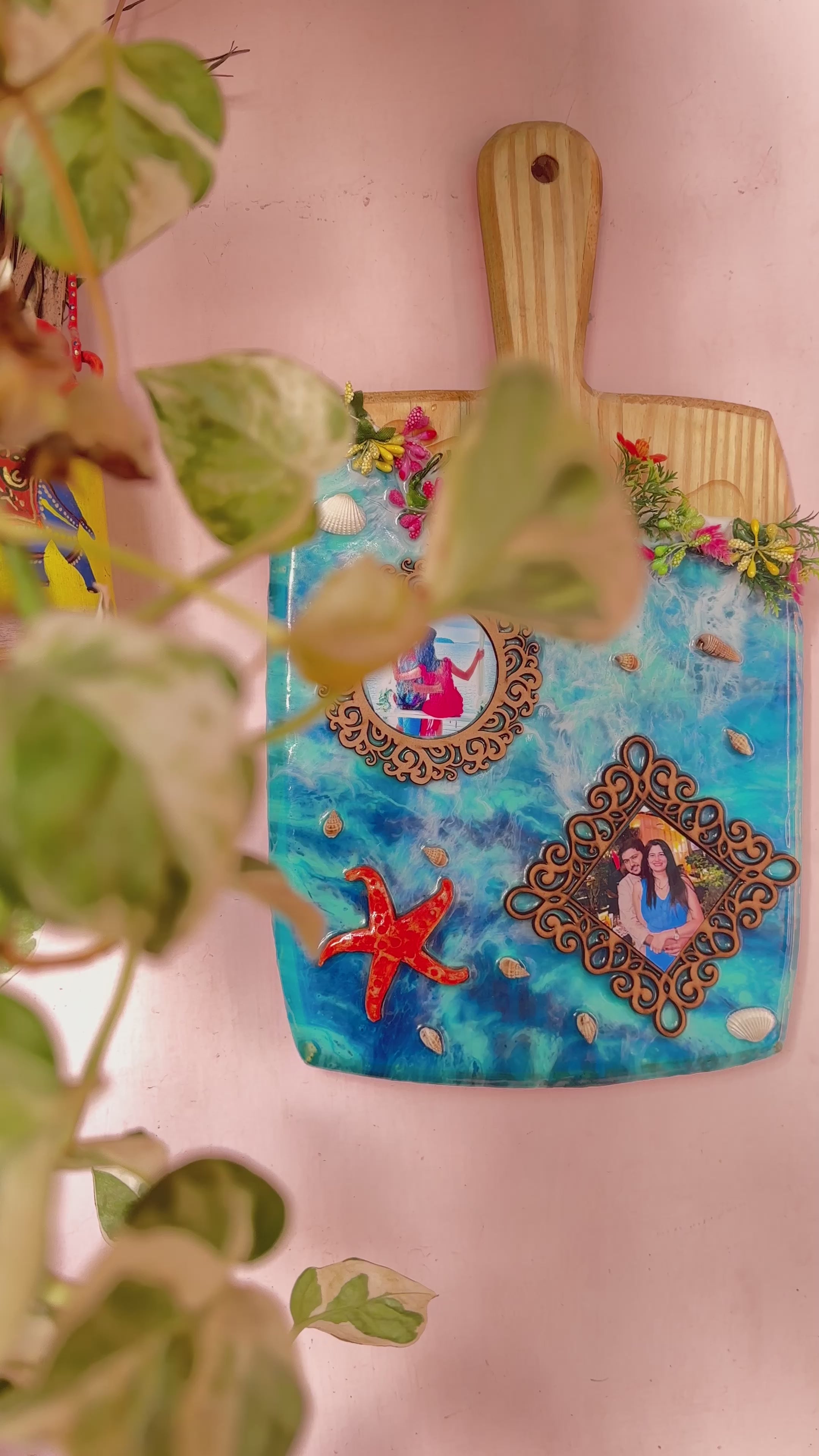 Custom Floral Ocean Cutting Board Resin Art