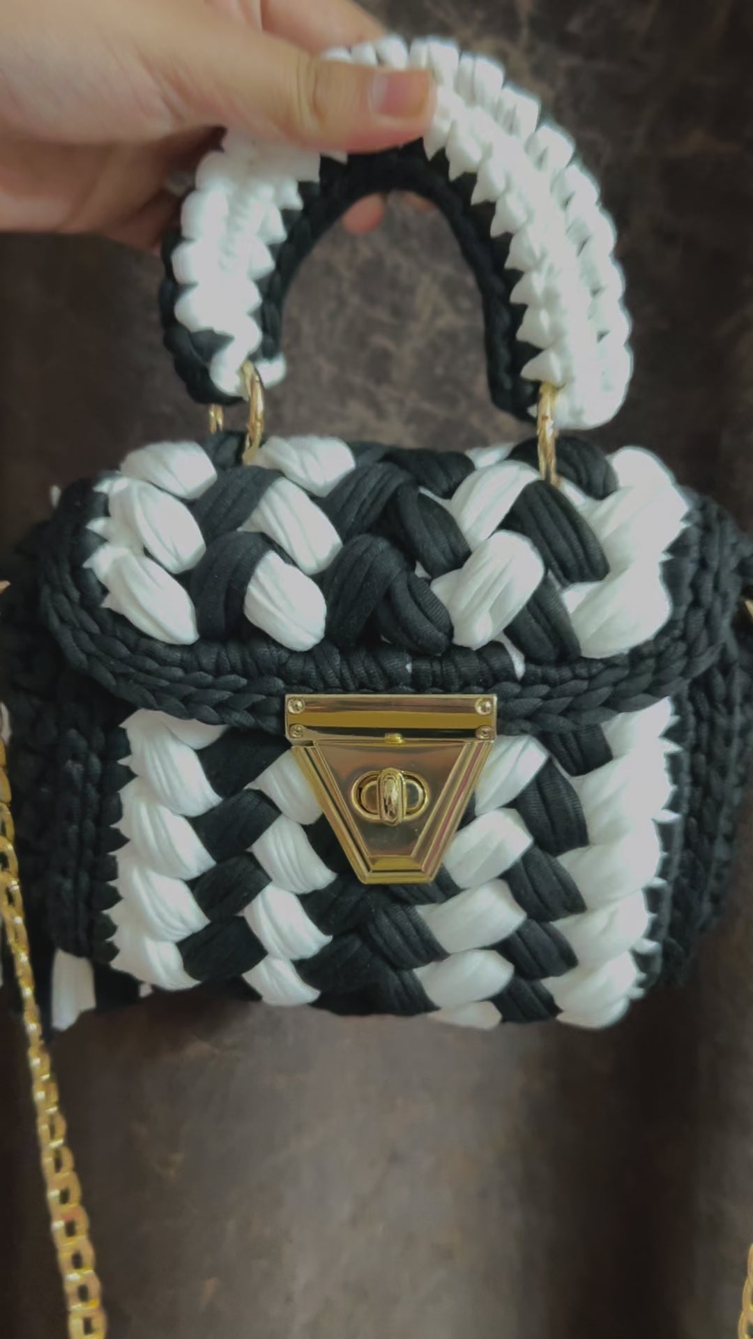 Monochrome Grace Multicolor Crochet Bag