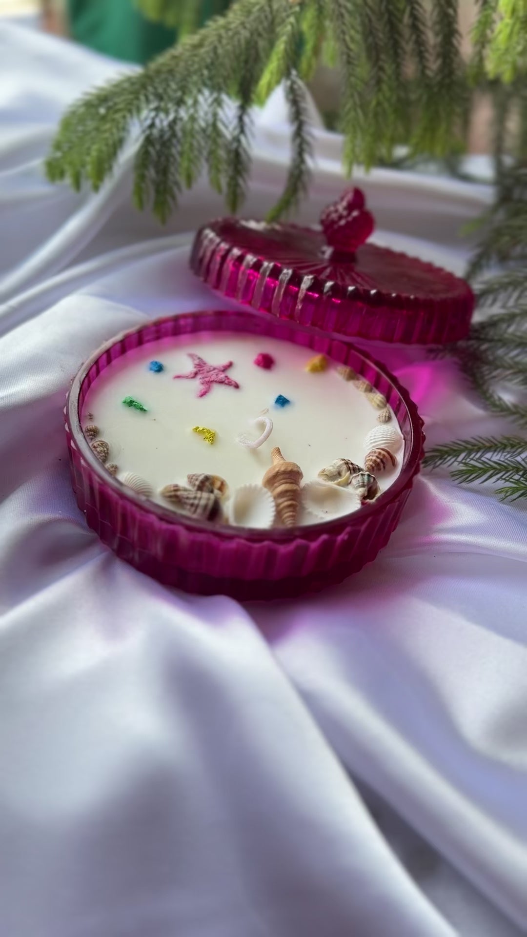 4.5 Inches Diameter Pink Glass Crockery Scented Candle