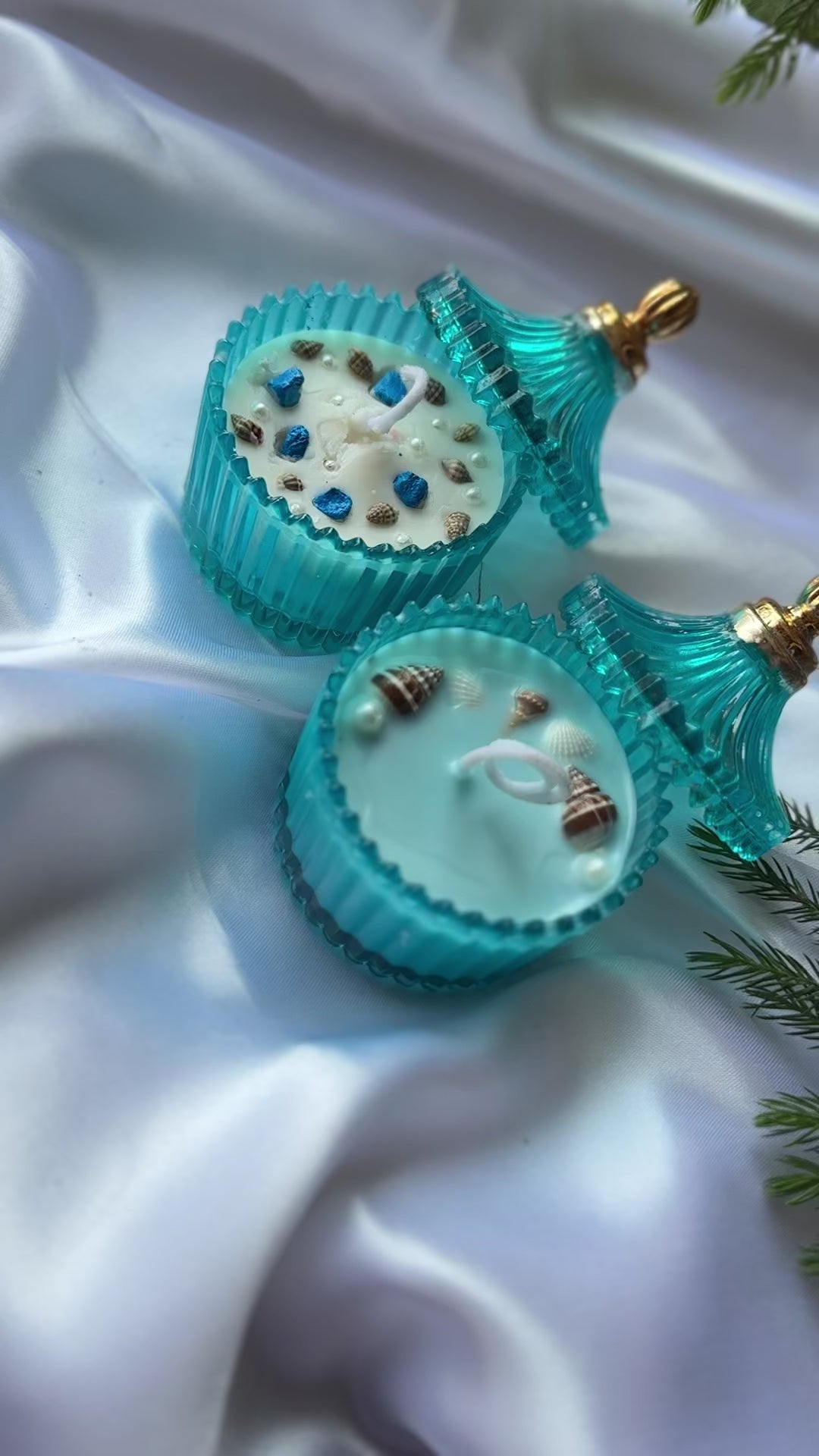 Blue Jar | Sea Shell Decor | Set of 2 Handmade Scented Candles