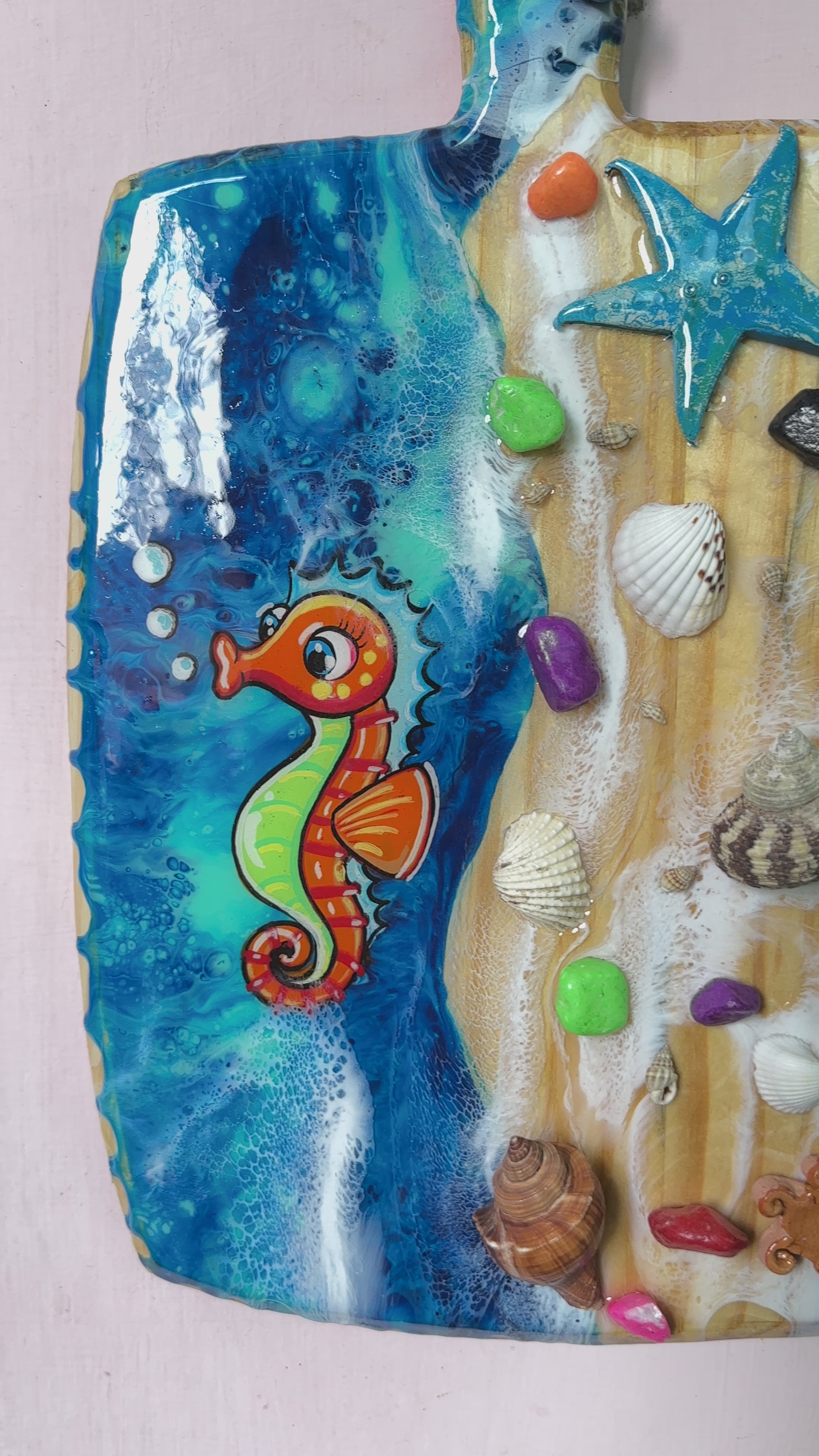 Seahorse Serenade Resin Art Wall Hanging