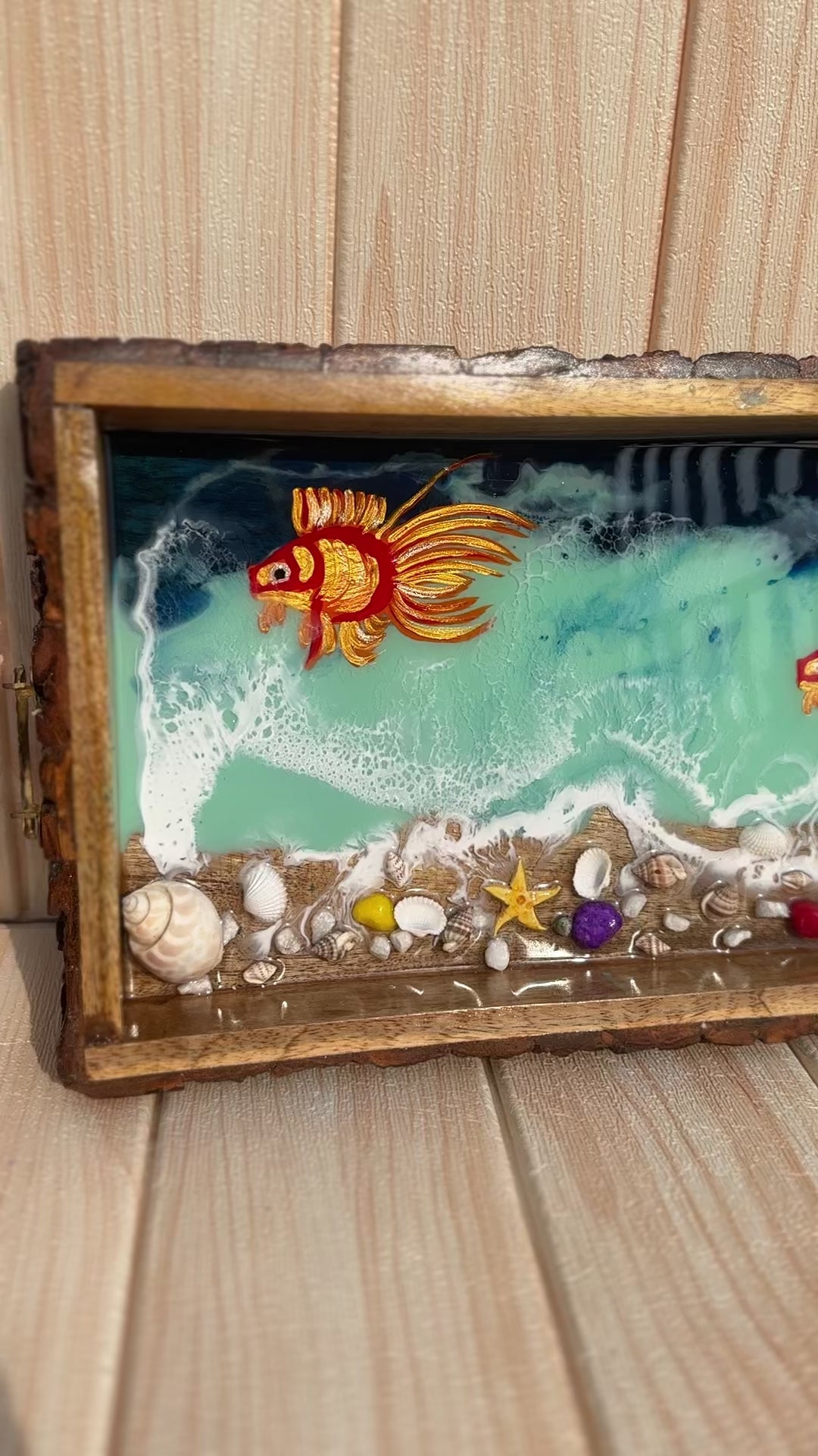 GOLDEN Fish Rectangle Ocean Resin Serving Tray