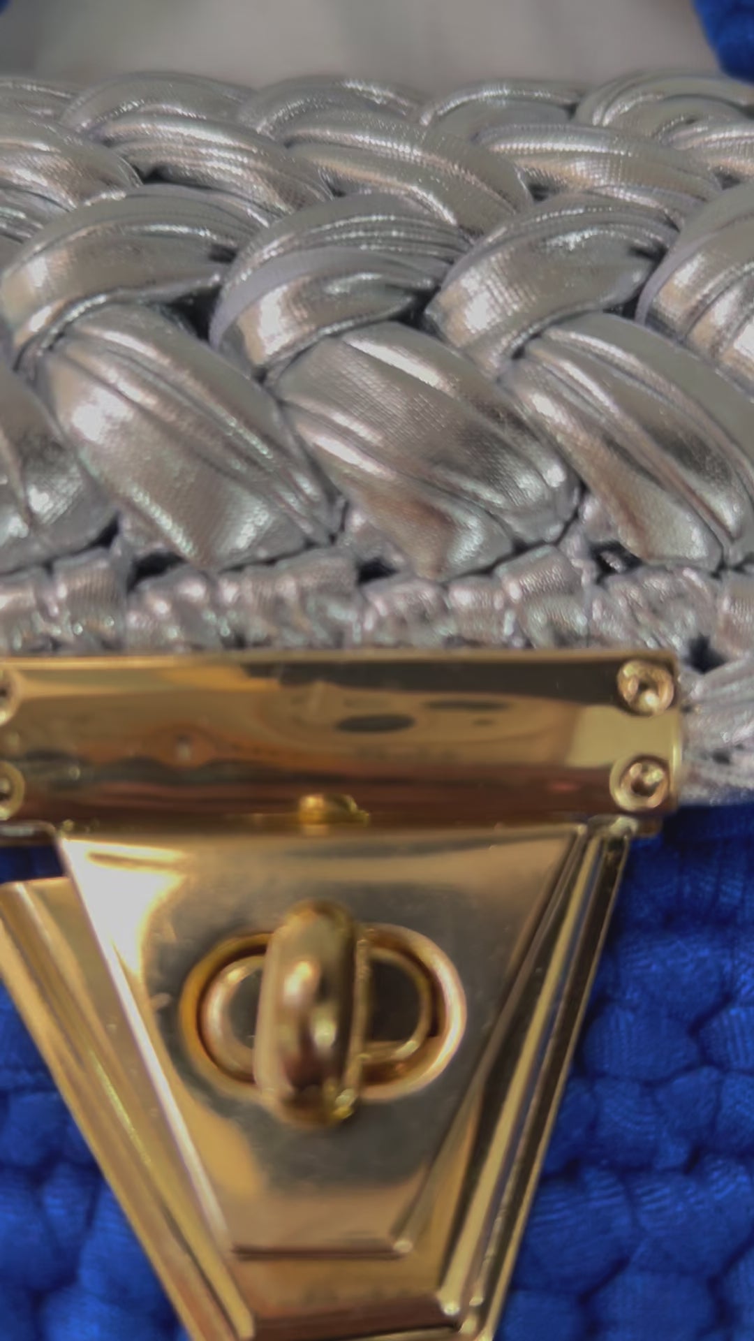 Royal Blue and Silver Crotchet Bag