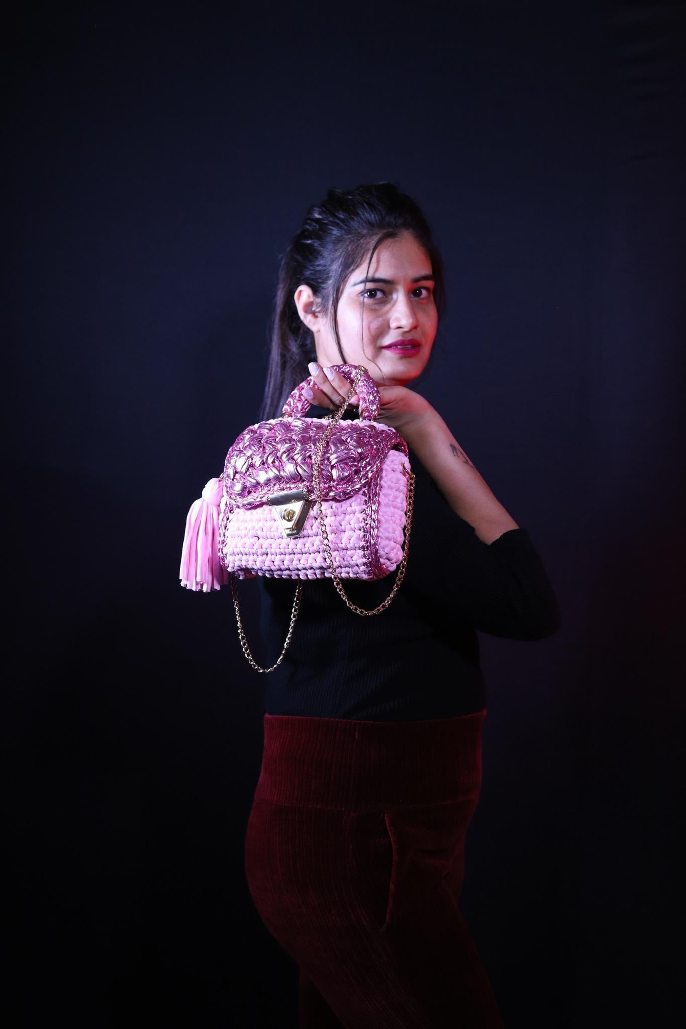 Handmade Pink Crochet Bag